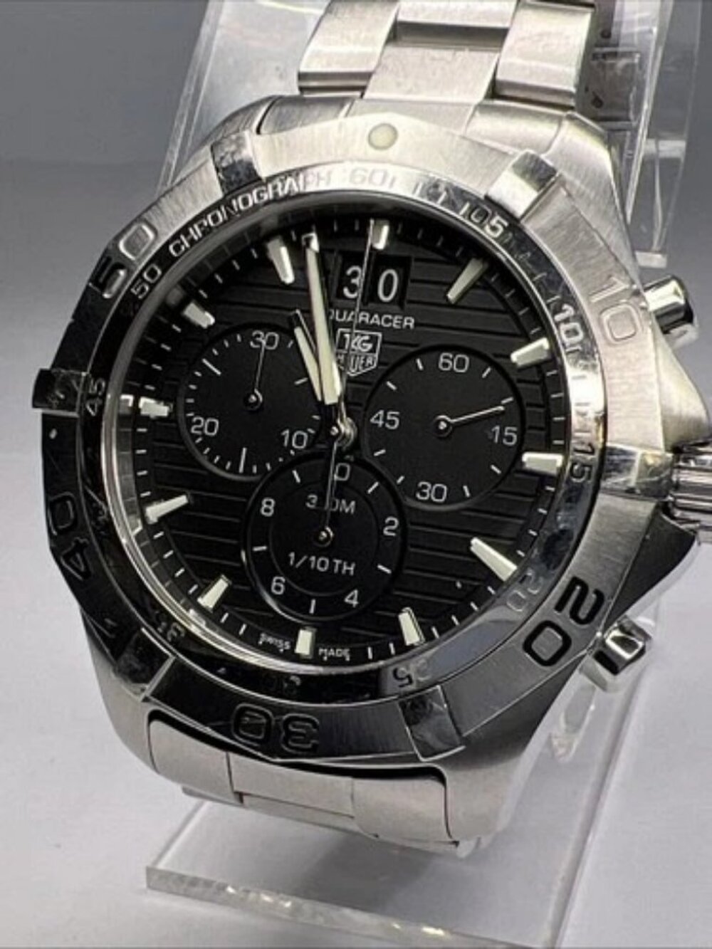 Men's Tag Heuer 43mm Aquaracer Quartz Chronograph Date Watch WR Ref. CAF101E